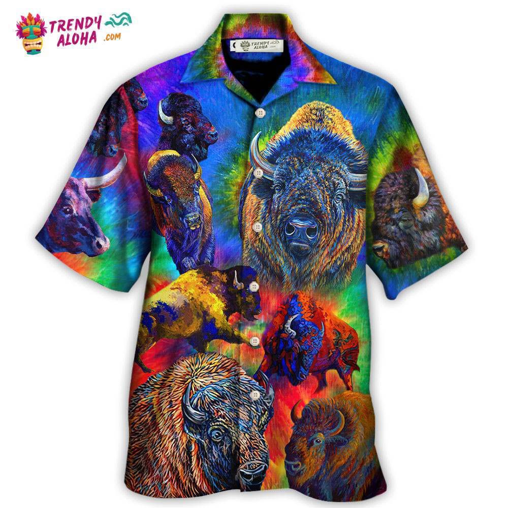 Bison Animals Colorful Bisons Hawaiian Shirt – Trendy Aloha Bison Animals Colorful Bisons Hawaiian Shirt – Trendy Aloha