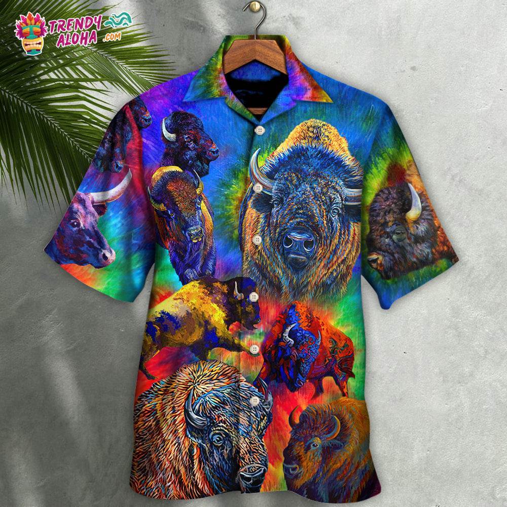 Bison Animals Colorful Bisons Hawaiian Shirt – Trendy Aloha