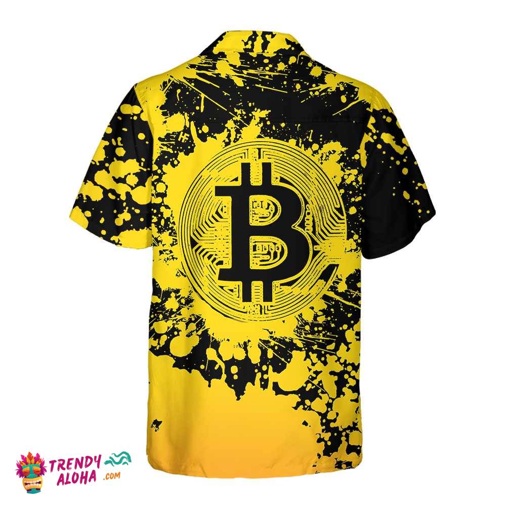 Bitcoin Cryptocurrency Hawaiian Shirt, Yellow And Black Bitcoin Shirt For Men & Women