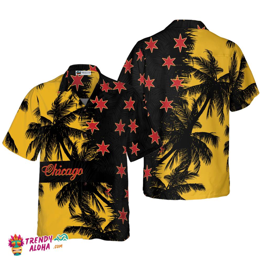 Black & Yellow Chicago Hawaiian Shirt