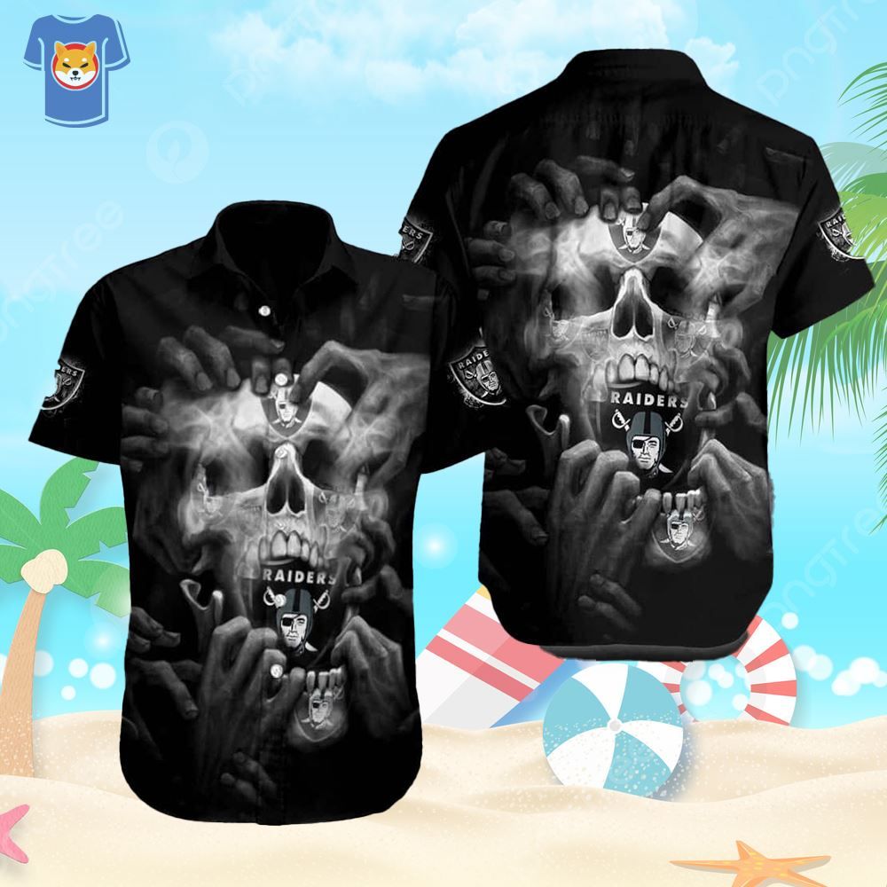 Black Aloha Skull Las Vegas Raiders Hawaiian Shirt