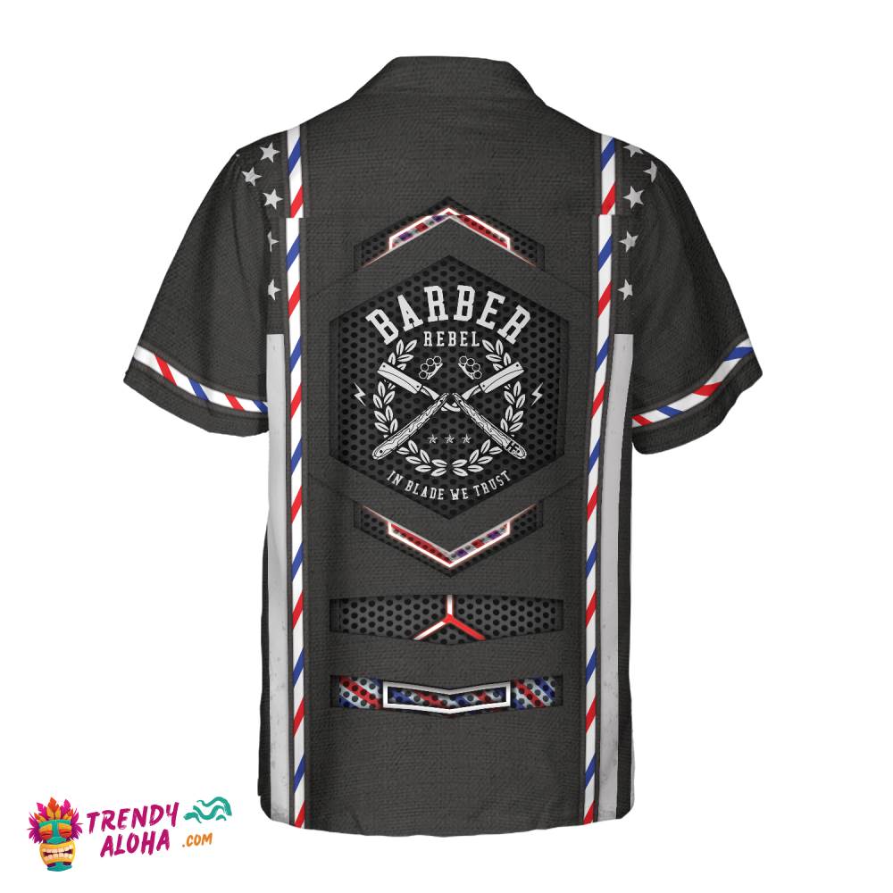 Black American Flag Barber Hawaiian Shirt