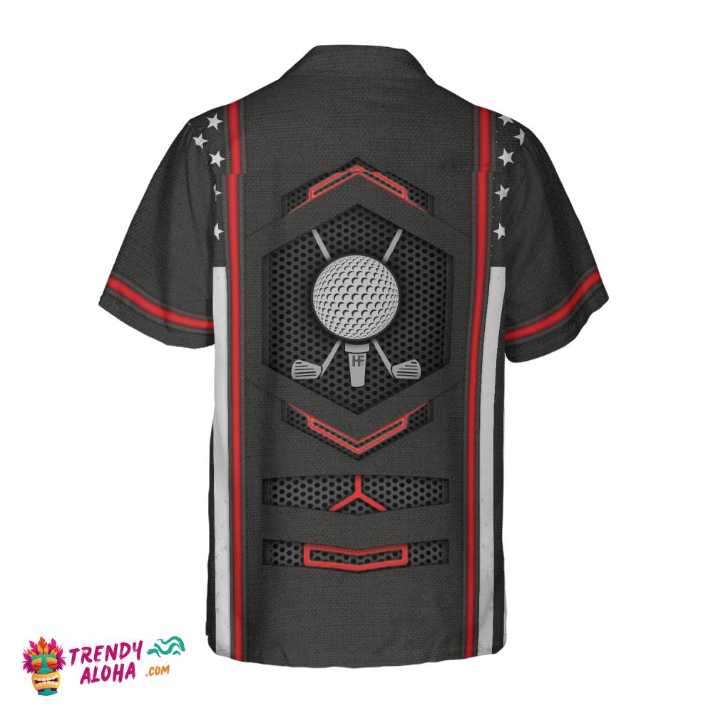Black American Flag Golf Hawaiian Shirt