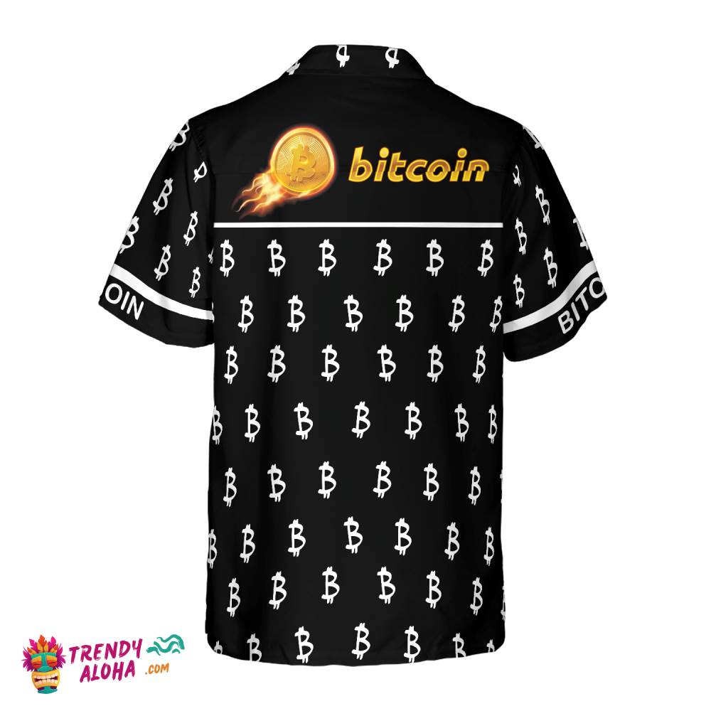 Black And White Bitcoin Pattern Hawaiian Shirt