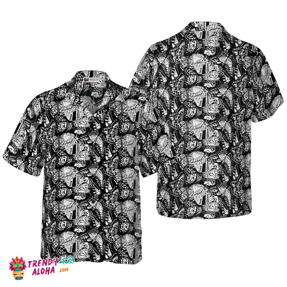 Black And White Butterfly Shirts For Men Hawaiian Shirt