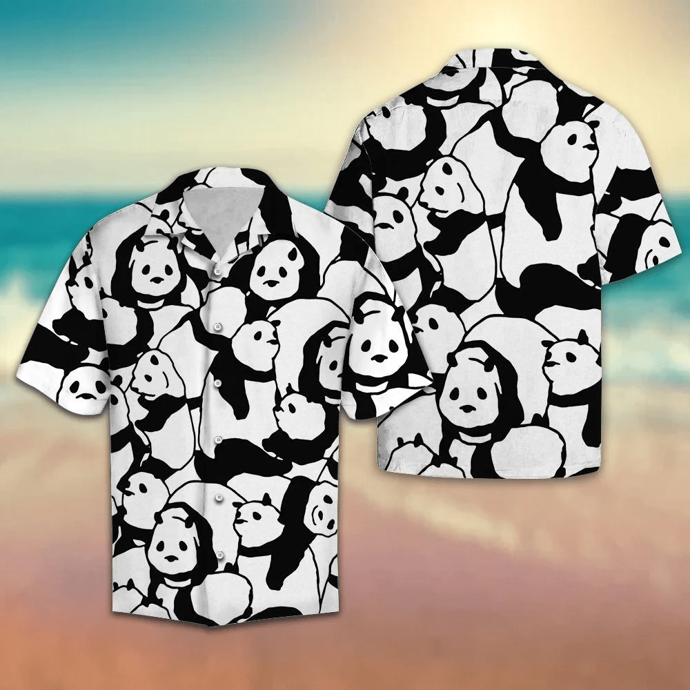 Black And White Cute Panda Trendy Hawaiian Shirt, Panda Lover Trendy Hawaiian Shirt For