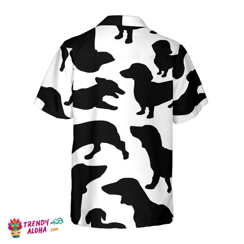Black And White Dachshunds Pattern Hawaiian Shirt