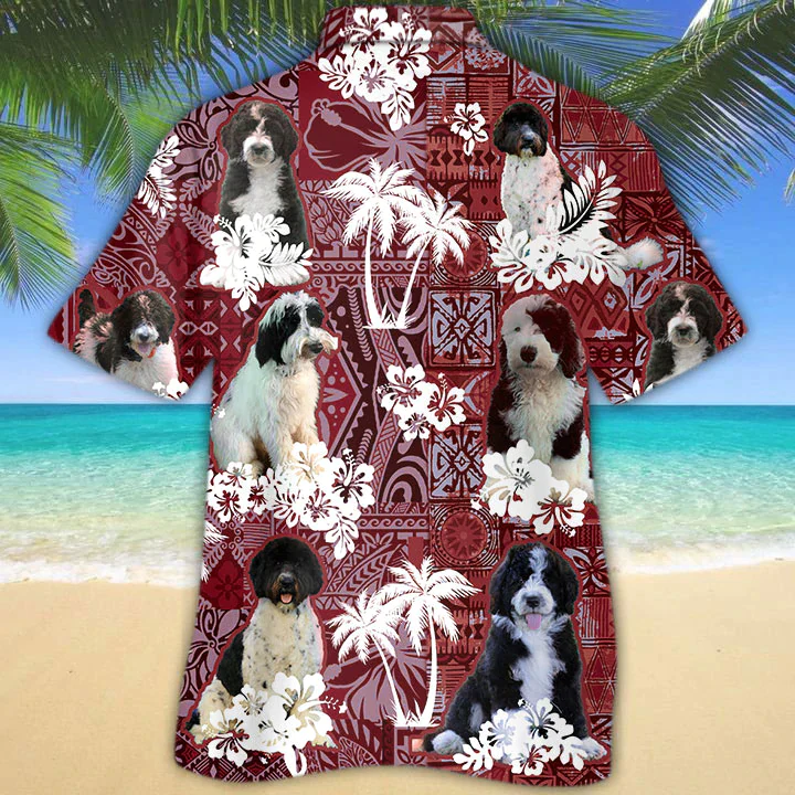 Black And White Goldendoodle Trendy Hawaiian Shirt, Gift For Dog Lover Shirts, Animal Summer Shirts, Trendy Hawaiian Shirt Men
