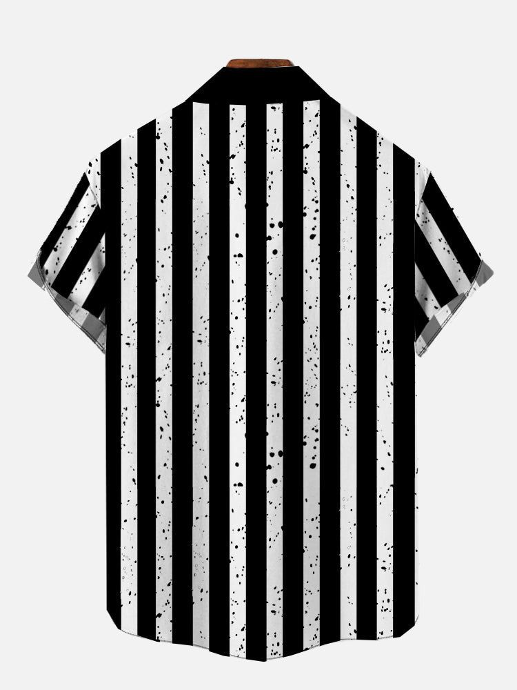 Black And White Striped Referee Uniform Printing Short Sleeve Hawaiian Shirt