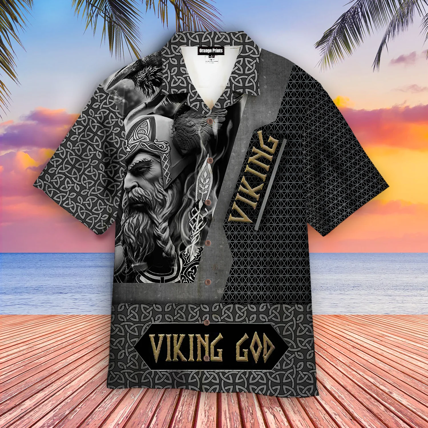 Black And White Viking God Hawaiian Shirt For