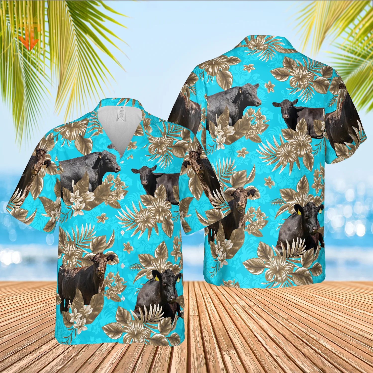 Black Angus Cattle Lovers Aloha Pattern All Over Printed 3D Hawaiian Shirt