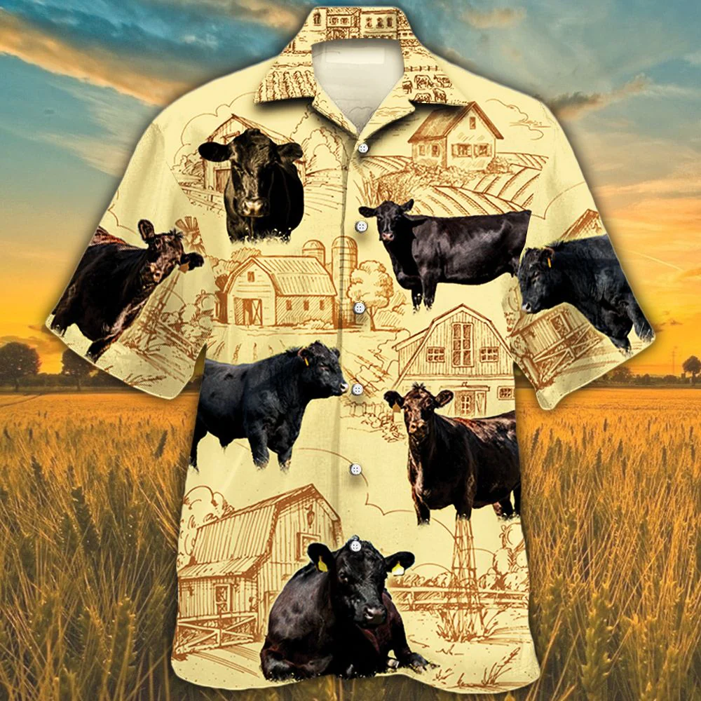 Black Angus Cattle Lovers Farm Trendy Hawaiian Shirt, Cow Trendy Hawaiian Shirt For Summer Gifts Black Angus Cattle Lovers Farm Trendy Hawaiian Shirt, Cow Trendy Hawaiian Shirt For Summer Gifts