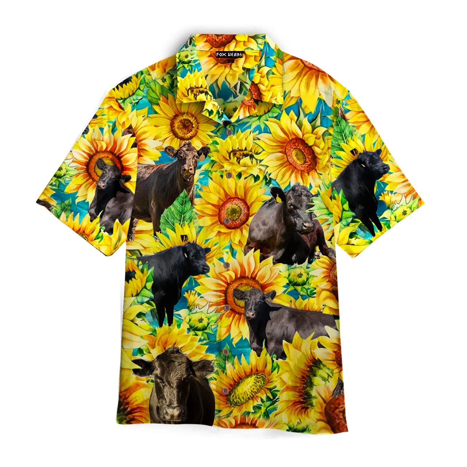 Black Angus Cattle Lovers Sunflower Watercolor Trendy Hawaiian Shirt Black Angus Cattle Lovers Sunflower Watercolor Trendy Hawaiian Shirt