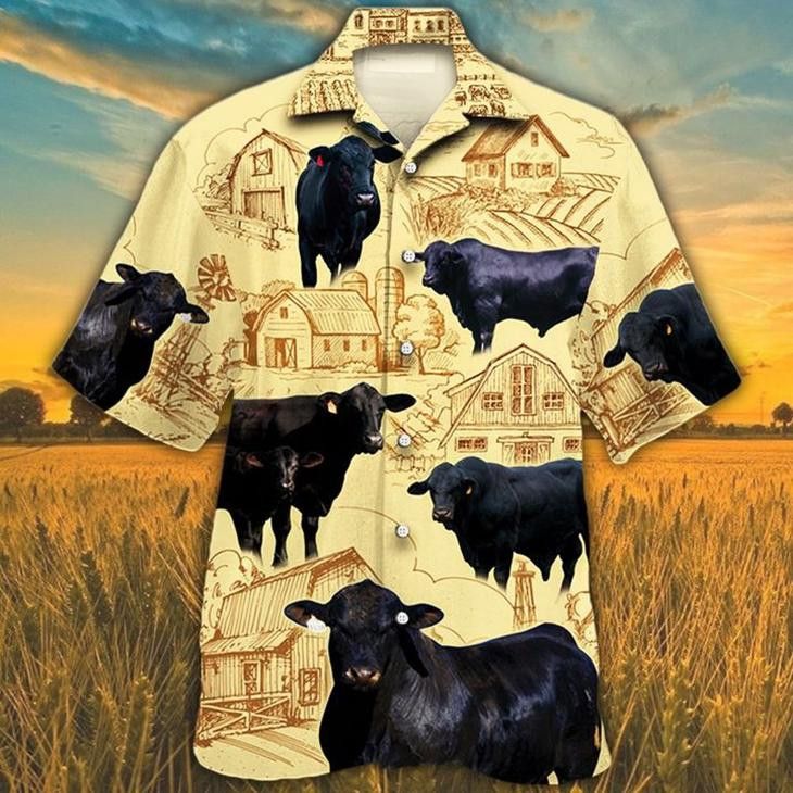 Black Angus Cattle Trendy Hawaiian Shirt For
