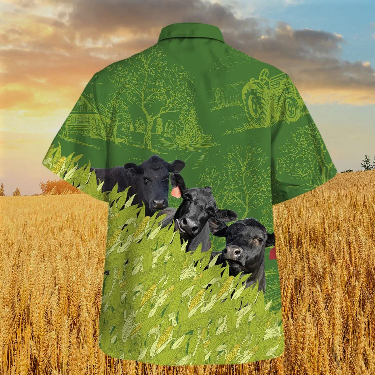 Black Angus Farm Corn Pattern Trendy Hawaiian Shirt, Black Angus Trendy Hawaiian Shirt, Summer Trendy Hawaiian Shirt For Men And Women