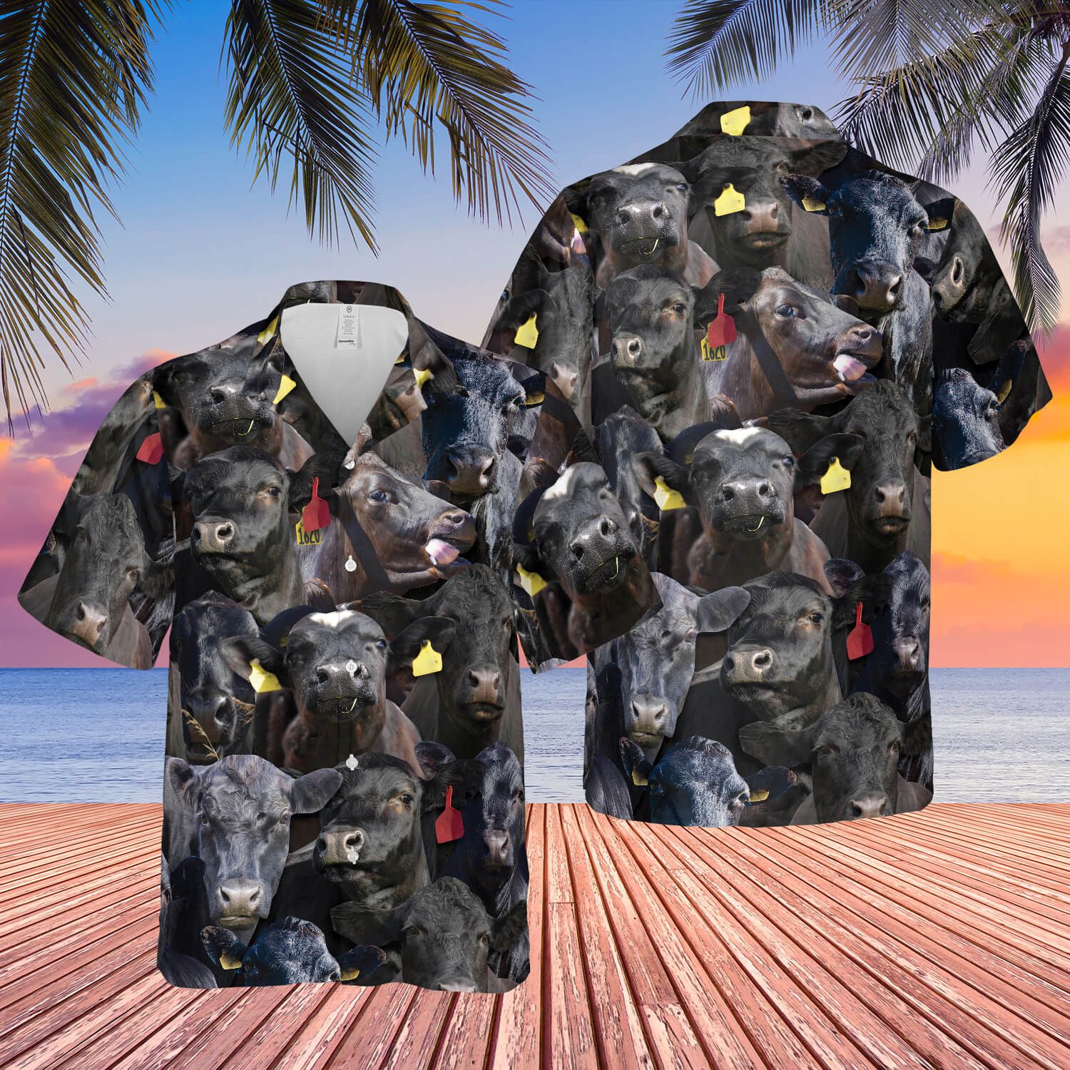 Black Angus Herd Displayed In Hawaiian Shirt Full 3D Print Design Quality Detail