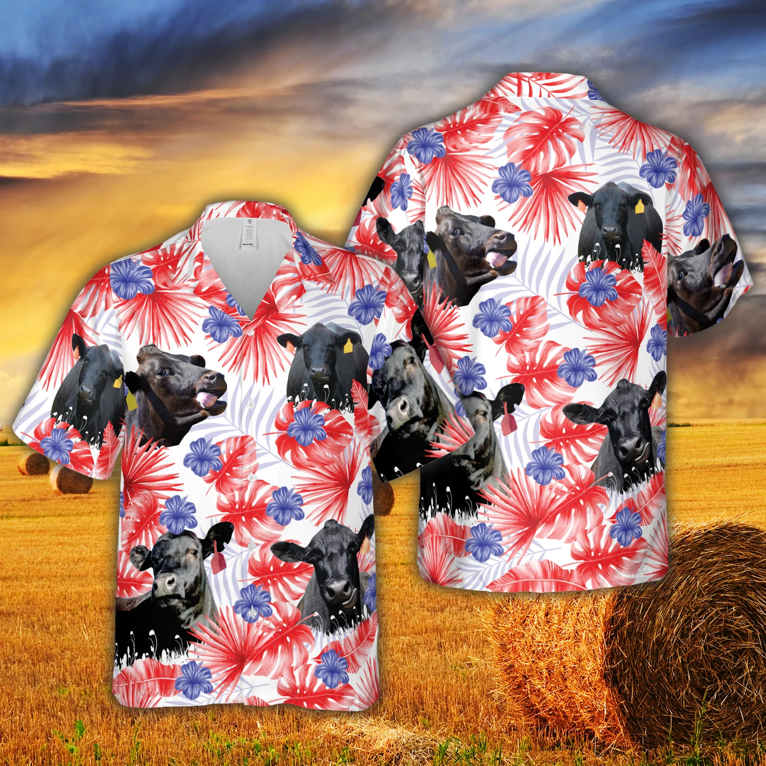 Black Angus In Patriotic Shades 3D Hawaiian Shirt Unique Print