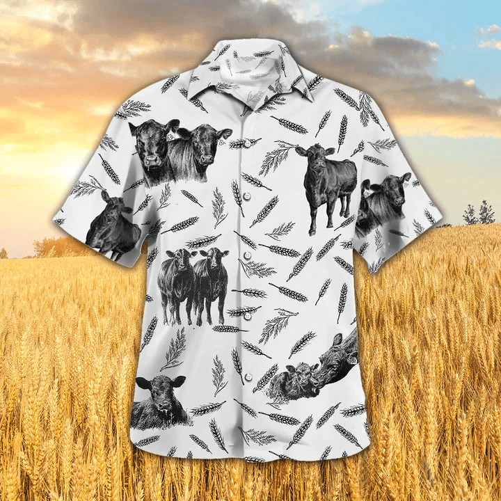 Black Angus Pattern – Trendy Hawaiian Shirt, Animal Farm Cow Trendy Hawaiian Shirts For Men, Women
