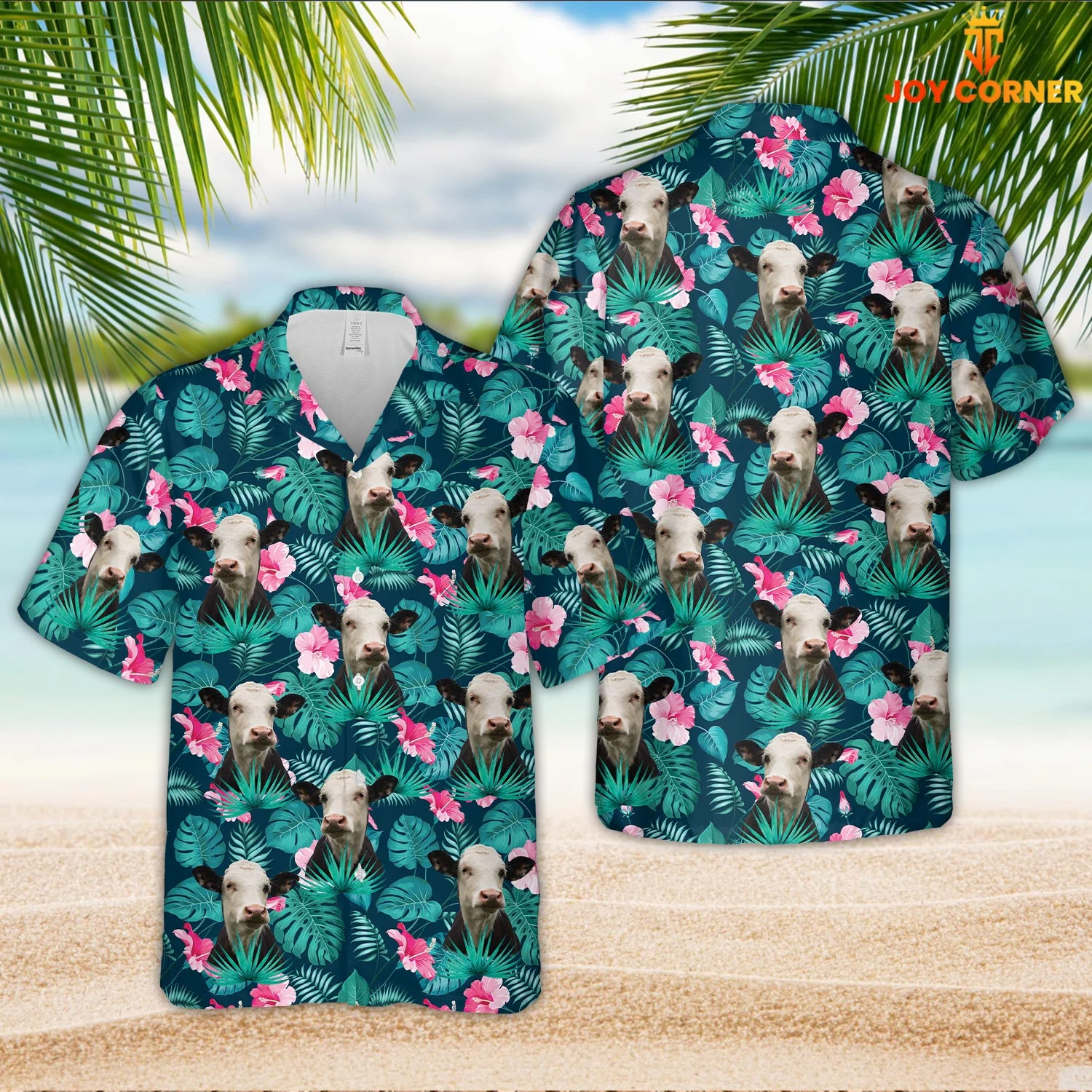 Black Baldy Summertime Blue Floral 3D Hawaiian Shirt Unique Design