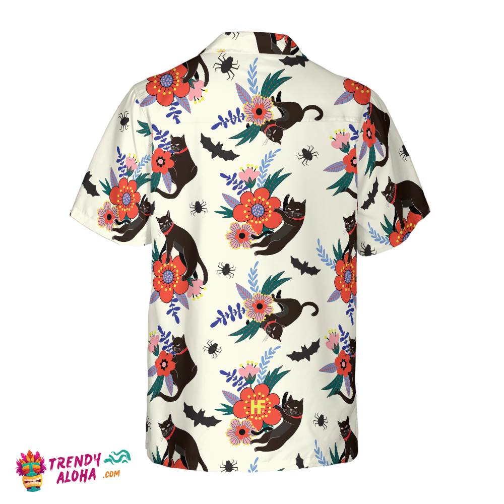Black Bats And Cats Hawaiian Shirt
