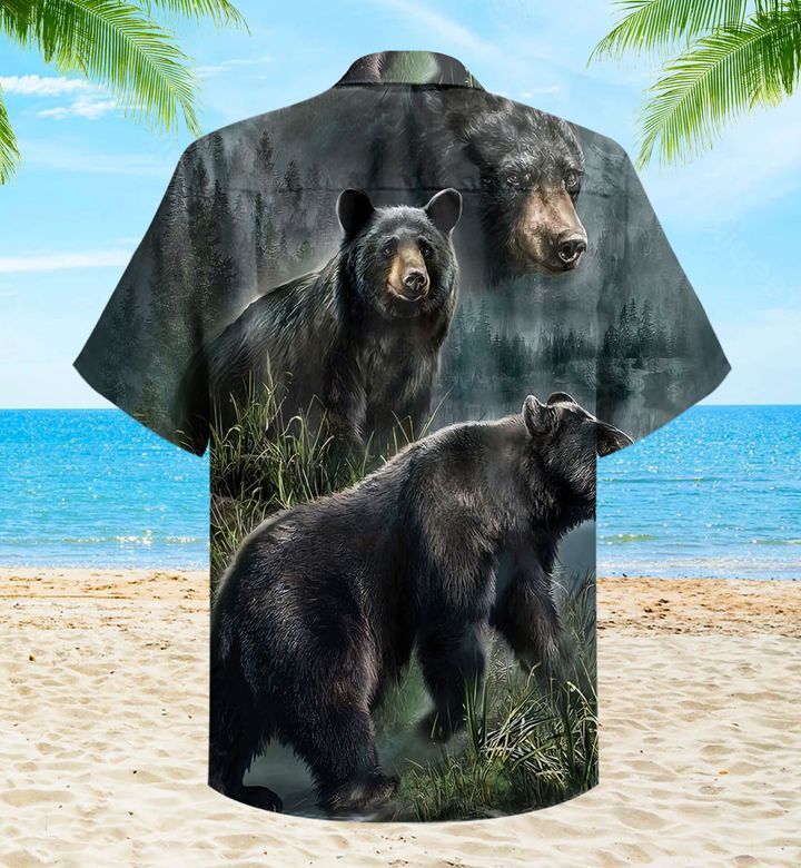 Black Bear Gray Trendy Hawaiian Shirt 3D Summer Gifts