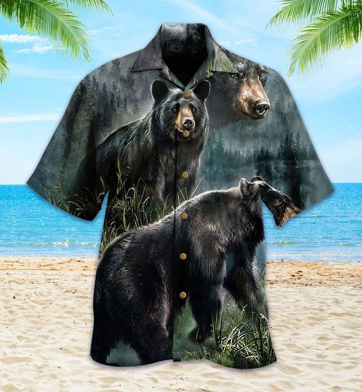 Black Bear Gray Trendy Hawaiian Shirt 3D Summer Gifts
