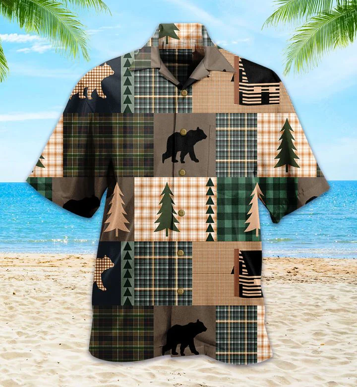 Black Bear Lodge Brown Hawaiian Shirt 3D Summer Gifts