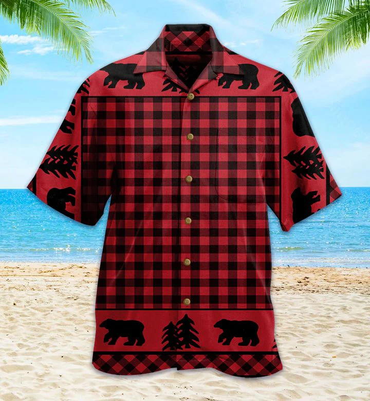 Black Bear Lodge Red Hawaiian Shirt 3D Summer Gifts