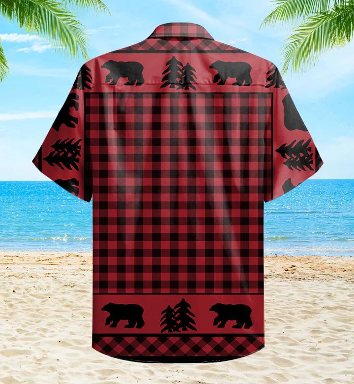 Black Bear Lodge Red Trendy Hawaiian Shirt 3D Summer Gifts