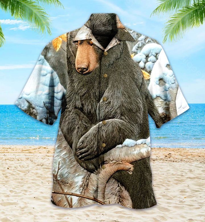 Black Bear Snow Hawaiian Shirt 3D Summer Gifts