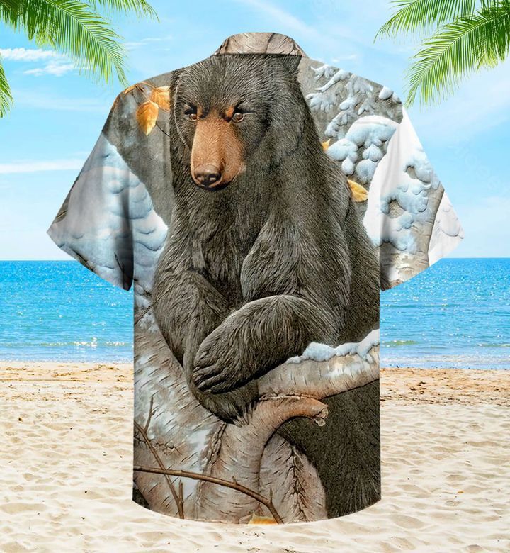 Black Bear Snow Trendy Hawaiian Shirt 3D Summer Gifts