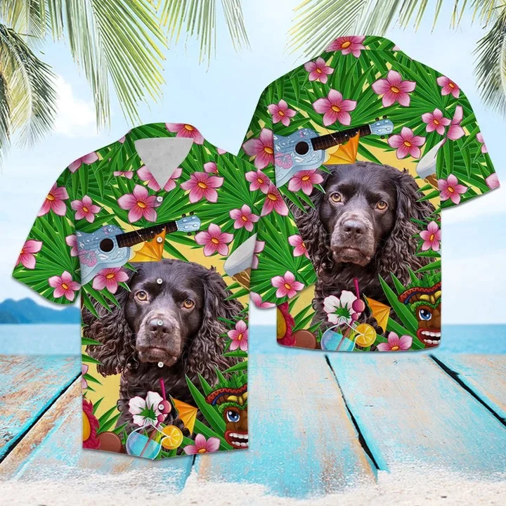 Black Boykin Spaniel Summer Party Pattern Trendy Hawaiian Shirt