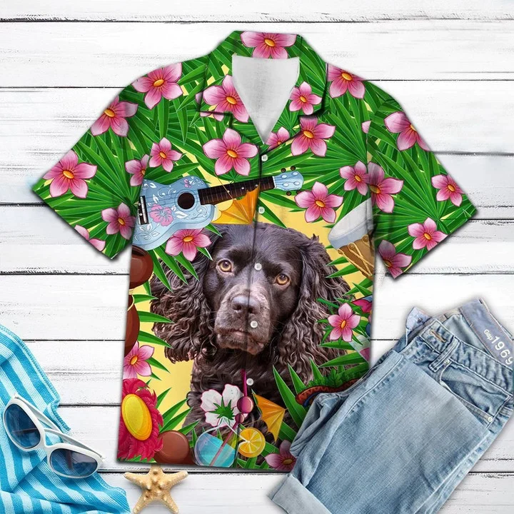 Black Boykin Spaniel Summer Party Pattern Trendy Hawaiian Shirt