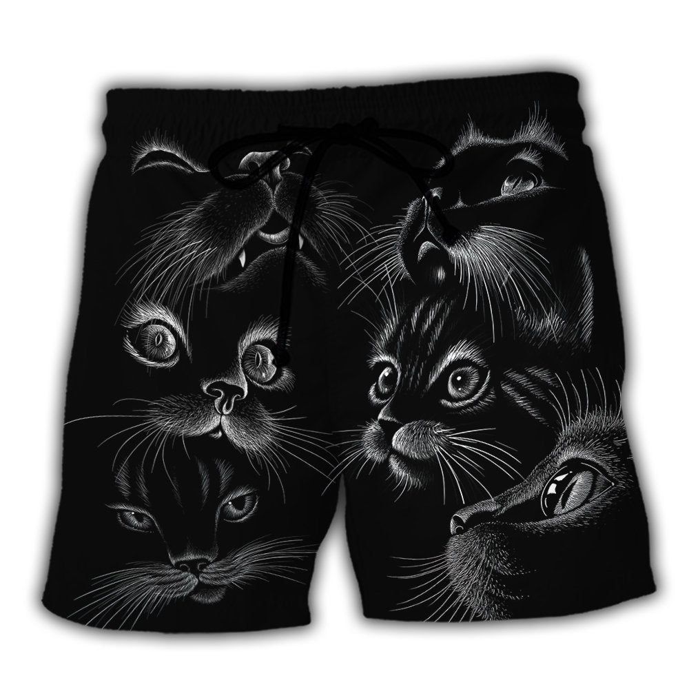 Black Cat Awesome Amazing Style Trendy Aloha Hawaiian Beach Shorts Black Cat Awesome Amazing Style Trendy Aloha Hawaiian Beach Shorts