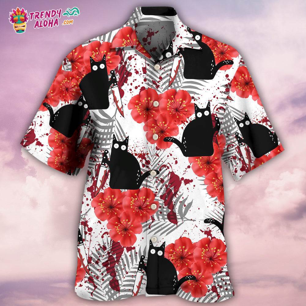 Black Cat Blood Stains Hawaiian Shirt – Trendy Aloha