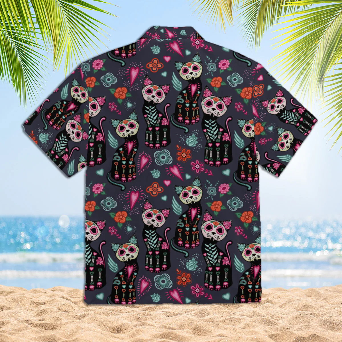 Black Cat Day Of The Dead Aloha Trendy Hawaiian Shirts