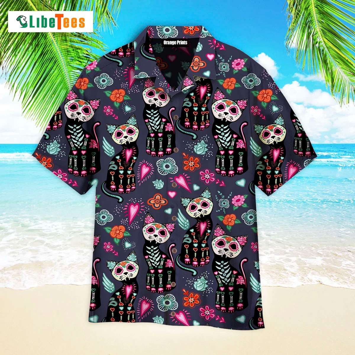 Black Cat Day Of The Dead, Cat Trendy Hawaiian Shirt Perfect Gifts For Your Loved Ones