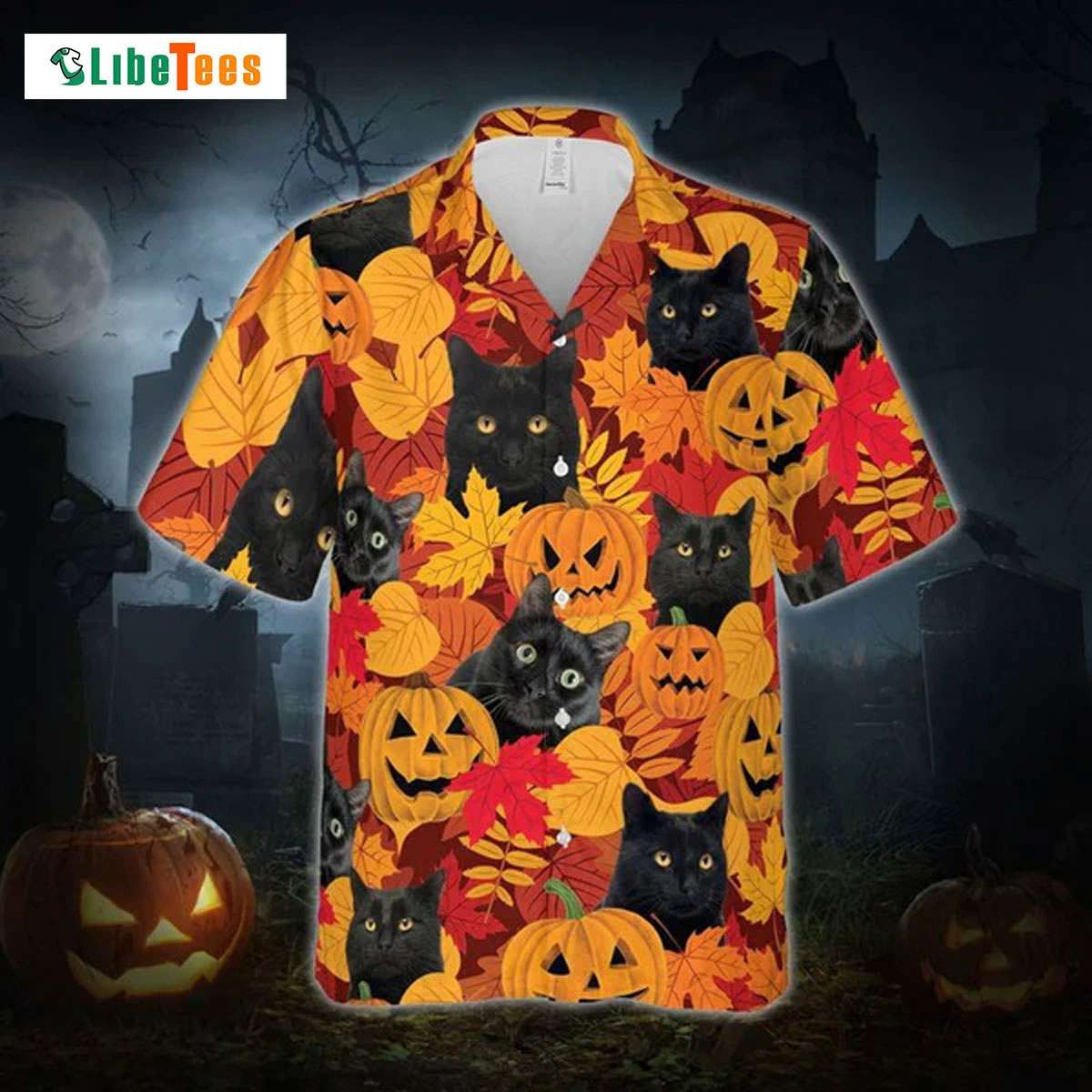 Black Cat Halloween, Cat Trendy Hawaiian Shirt Perfect Gifts For Your Loved Ones