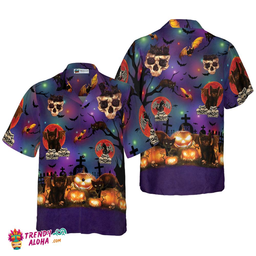 Black Cat Halloween Hawaiian Shirt
