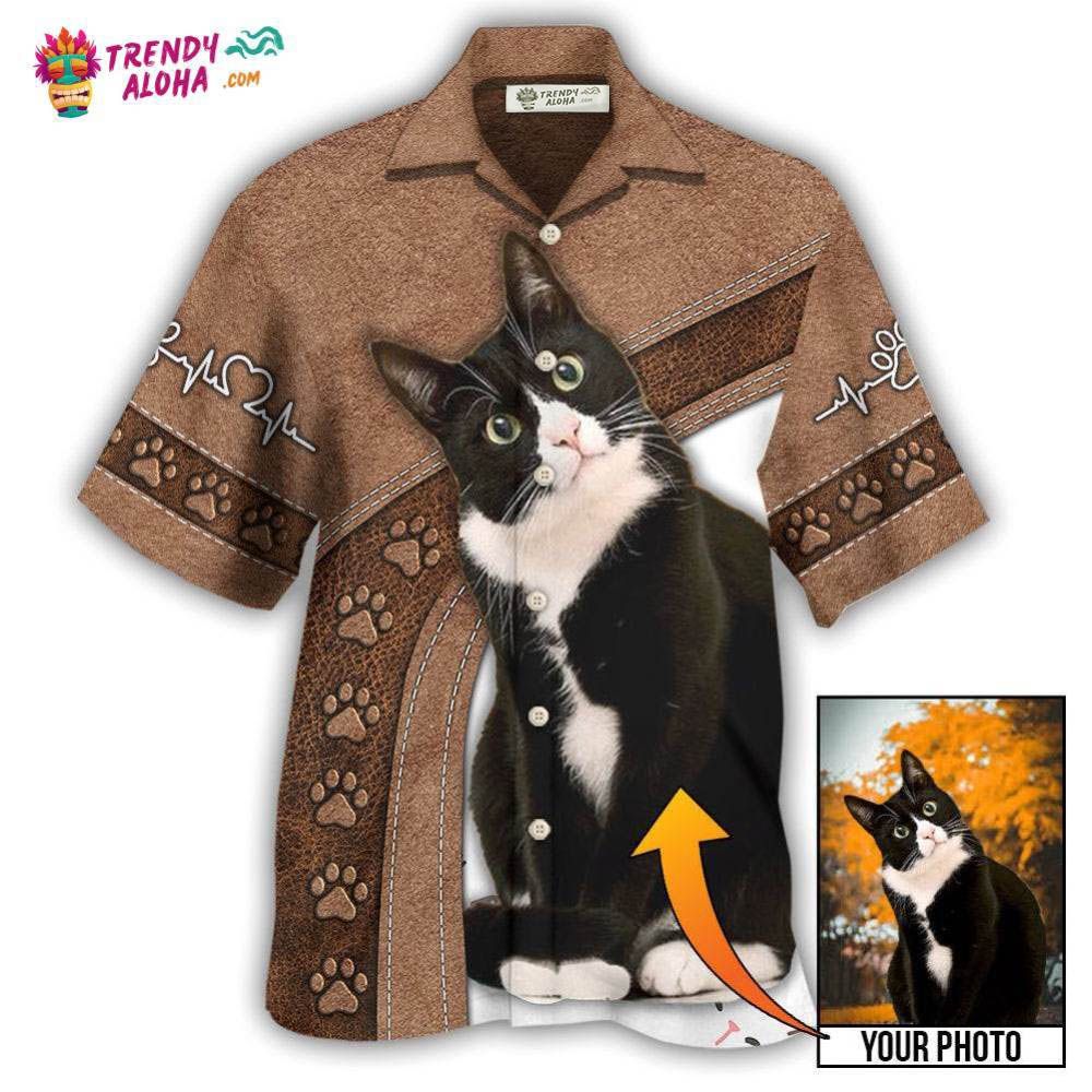 Black Cat Is My Best Friend Custom Photo Hawaiian Shirt – Trendy Aloha