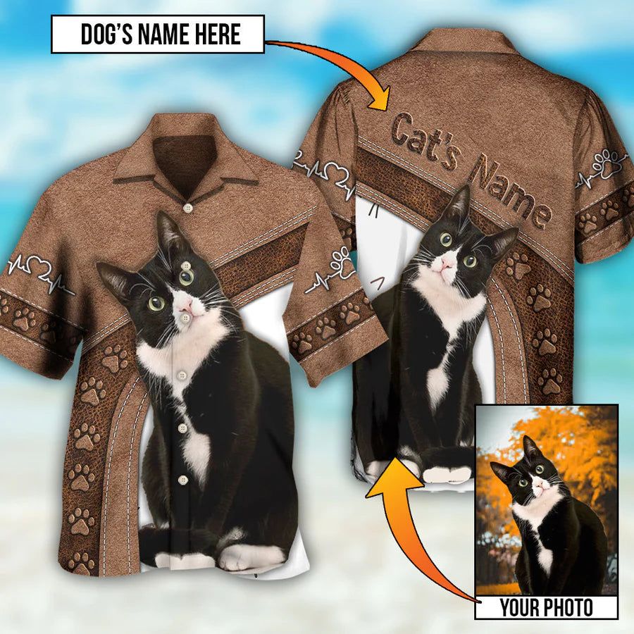 Black Cat Is My Best Friend Custom Photo Hawaiian Shirt Black Cat Is My Best Friend Custom Photo Hawaiian Shirt