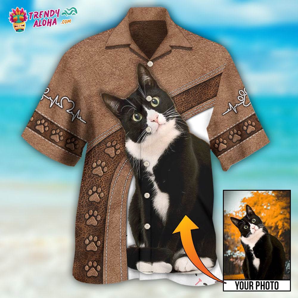 Black Cat Is My Best Friend Custom Photo Hawaiian Shirt – Trendy Aloha