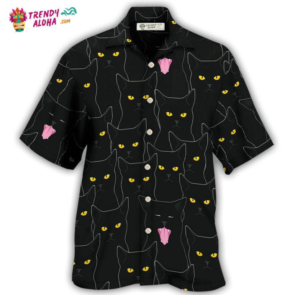 Black Cat Lovely Looking At You Hawaiian Shirt – Trendy Aloha