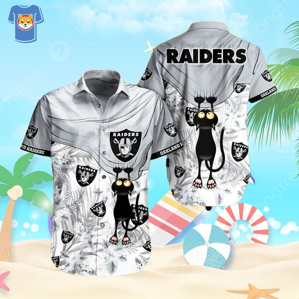 Black Cat NFL Las Vegas Raiders Hawaiian Shirt