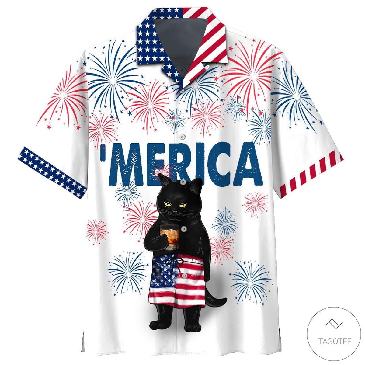 Black Cat WitBourbon Hawaiian Shirt Unique Style