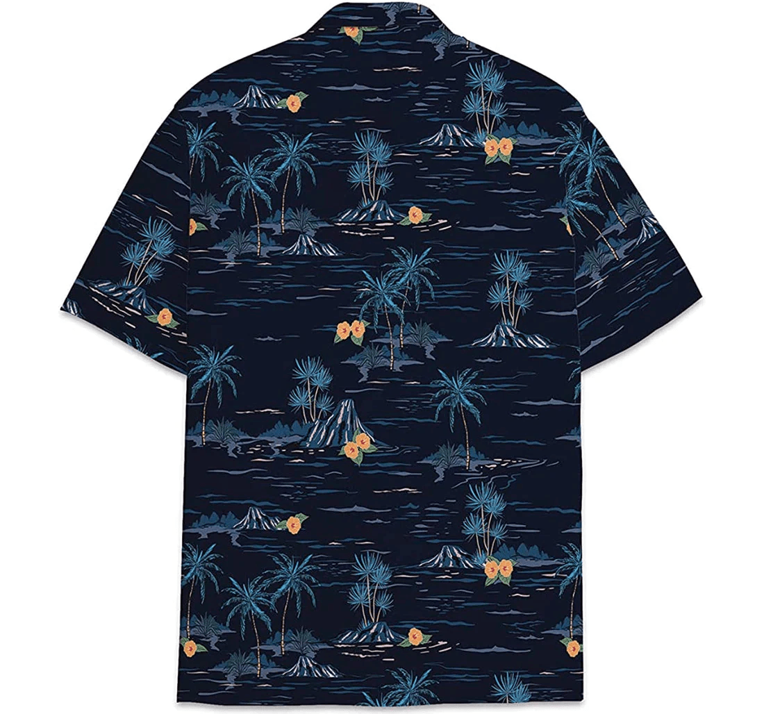 Black Coconut Tree Island Trendy Hawaiian Shirt, Button Up Aloha Shirt For Men, Women