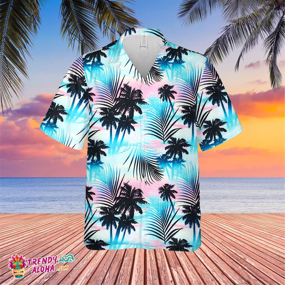 Black Coconut Tree Trending Hawaiian Shirt, Summer Vacation Hawaiian Shirt