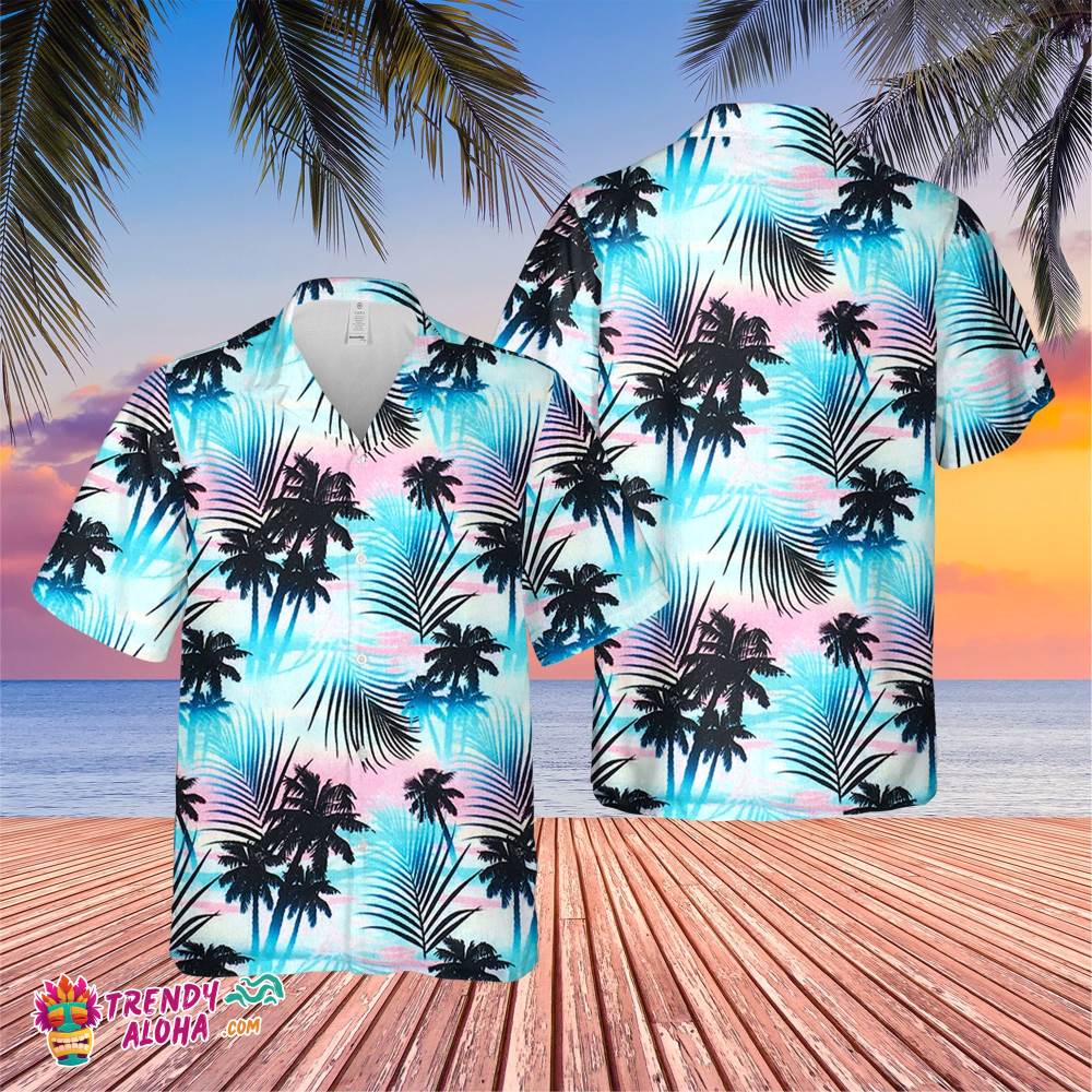 Black Coconut Tree Trending Hawaiian Shirt, Summer Vacation Hawaiian Shirt