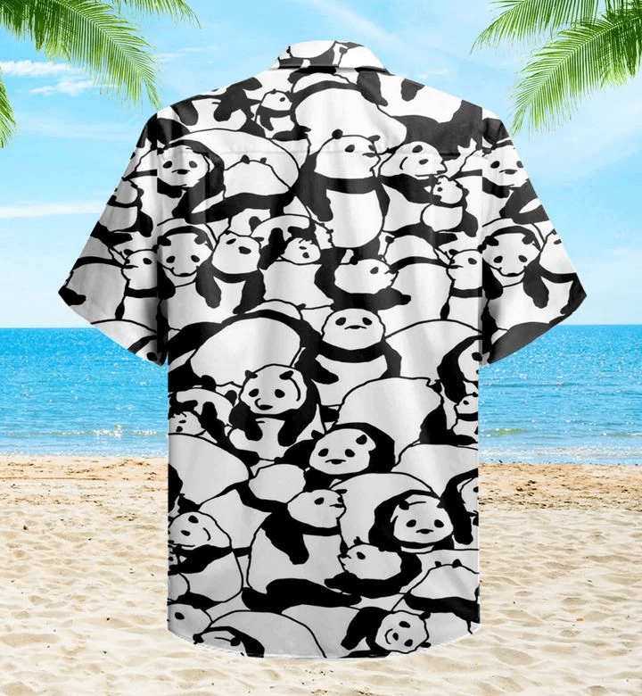 Black Cute Panda Trendy Hawaiian Shirt 3D, Panda Green Tropical Leaves Trendy Hawaiian Shirt, Panda Lover Trendy Hawaiian Shirt For
