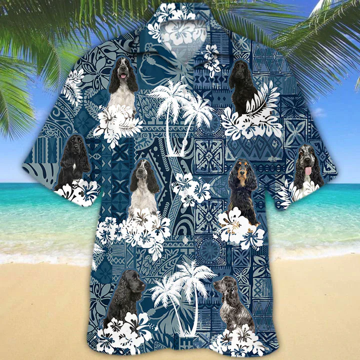 Black English Cocker Spaniel Trendy Hawaiian Shirt